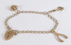 9ct gold charm bracelet, 4.5g