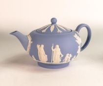Wedgwood Boxed Blue Jasperware Teapot, height 12cm