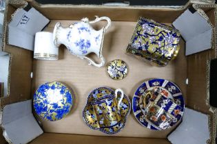 A mixed collection of items to include Coalport early blue & gilt decorated cup & saucer, 19th