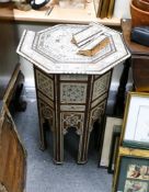 Ornamental highly decorated parquetry lamp table of North Africa / Indian Islamic origin. Includes