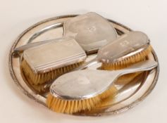 Silver dressing /brush set on silver plated tray