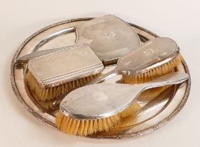 Silver dressing /brush set on silver plated tray