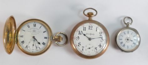 Thomas Russell Liverpool gold plated full hunter pocket watch, winds and ticks, together with an
