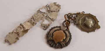 Victorian Silver medals and Silver bracelet, 29g.