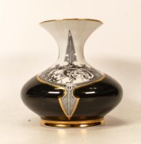 Hollohaza Monochrome Vase with Gilt Border. Height: 15cm