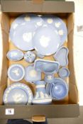 A mixed collection of Wedgwood Jasperware including Christmas Plates, Cup & Saucer Set, Jugs, Eggs ,