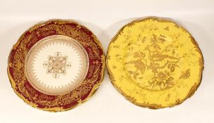 Four Coalport Gilt Decorated Cabinet Plates, diameter of largest 27cm(4)