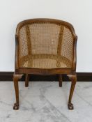 Beech cane bergere large Gentlemans chair