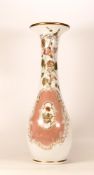 Large Milk Glass Vase of Baluster form, with rococo enamel decoration, floral sprays and gilt