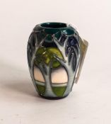 Moorcroft Miniature Vase Decorated with Misty Moon Pattern, height 5.5cm