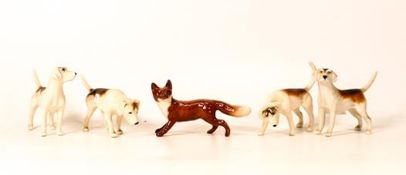 Four Beswick Fox Hound & similar fox(5)