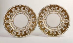 De Lamerie Fine Bone China, heavily gilded Acanthus patterned Dinner Plates , specially made high