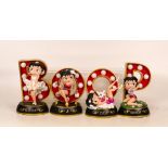 Four Betty Boop figures Boop A Oop Doop by Bradford exchange. Letters light up. ( letter o is