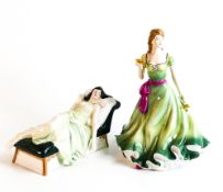 Royal Doulton Lady Figures Sleeping Beauty Hn3079 & Spring Stroll Hn5255(2)