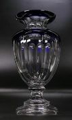 Boxed De Lamerie Fine Bone China Lead Crystal Undecorated Cobalt Blue Vase, height 34cm