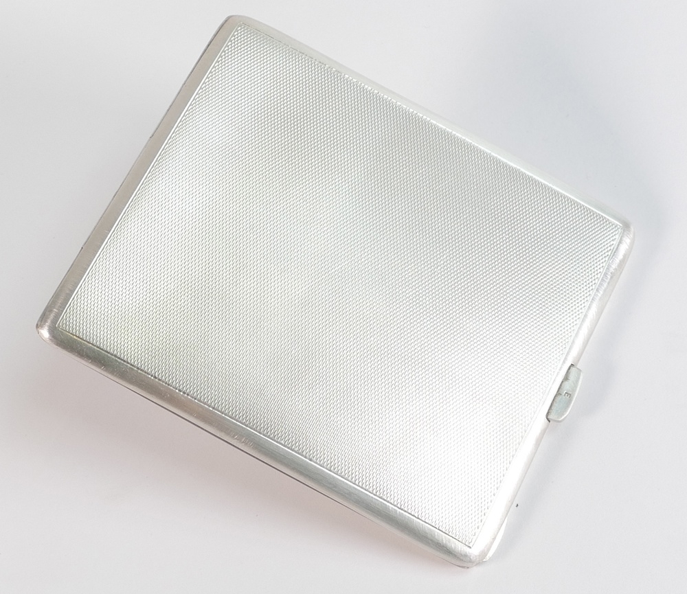 Silver cigarette case Art Deco style, weight 129.8g, B'ham 1932. Engraved monogram. - Image 3 of 3