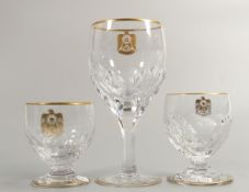 De Lamerie Fine Bone China Glass Crystal Patterned heavily gilded wine glass, & port glasses, Made