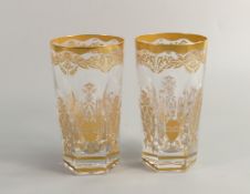 De Lamerie Fine Bone China Glass Crystal Patterned heavily gilded Tumblers, Made in England,