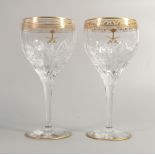 De Lamerie Fine Bone China Glass Crystal Patterned heavily gilded wine glasses, Made in England,