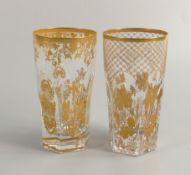 De Lamerie Fine Bone China Glass Crystal Patterned heavily gilded Tumbler, Made in England, height