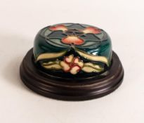 Moorcroft Floral Decorated Paperweight , diameter of base 11.5cm