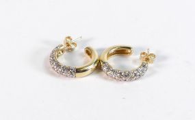 Pair of quality 18ct gold diamond earrings, each set with a cluster of diamonds,8g.