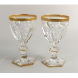 De Lamerie Fine Bone China Glass Crystal Patterned heavily gilded Goblets with initials FSA, Made in
