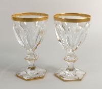 De Lamerie Fine Bone China Glass Crystal Patterned heavily gilded Goblets with initials FSA, Made in