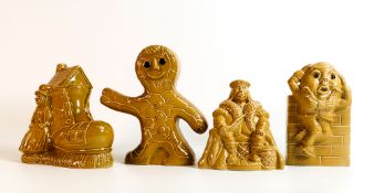 Set of four Wade nursery rhymes money boxes to include gingerbrean man, Humpty Dumpty, Old woman who
