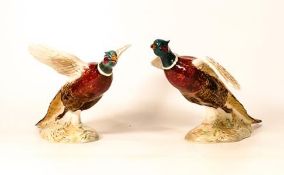 Beswick Pheasant flying upwards 849 ( tip of tail restored) and Pheasant settling 850