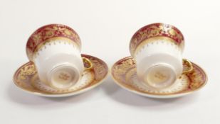 De Lamerie Fine Bone China, heavily gilded Versailles cups & Saucers, specially made high end