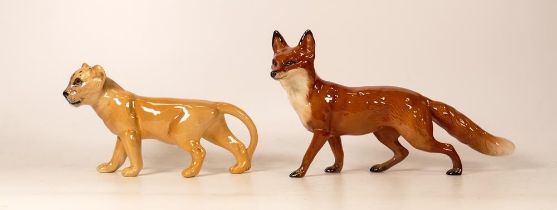 Besick large standing fox together with lion cub (2)