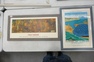 Two Advertising Prints, Arromanches Memorial Day 6 Jun 1944 together with Faa Iheihe Paul Gaugauin