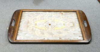Inlaid Edwardian Dinner Tray decorated with the Wings of Butterflies, length 62cm