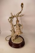 Large Capodimonte Lamp Base With Figure Group Theme , height to top of fitting 51.5cm