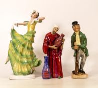 3 ceramic figures to include: 2 ricard studio figures, together with one unmarked flamenco dancer,