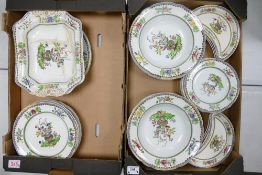 Copeland Spode, A Collection of Old Bow pattern Dinnerware to include bowls plates, crescent