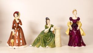 Royal Doulton Lady Figures Loretta Hn2337, Julia Hn2705 (cracked to base 2nds) & Secret Thoughts
