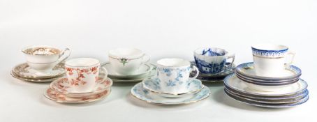 Wileman & Co six trios consisting of Lily shape 10047, Gainsborough 8435, Bute 8910, New York 10037,