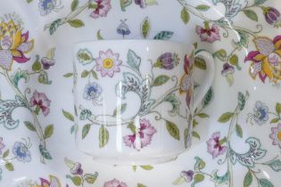 A collection of Minton Haddon Hall pattern dinner & tea ware including rimmed bowls, tureen,