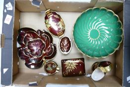 A collection of Carlton ware to include large vert Royalle bowl, spider web dish, lidded boxes and