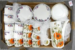 A mixed collection of item to include mid century Meakins Studio ware coffee set & Royal Doulton