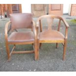 Two Early 20th Century Oak Arm Chairs(2)