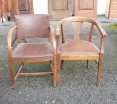 Two Early 20th Century Oak Arm Chairs(2)