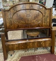 Early 20th century walnut veneered double bed frame, cosisting of headboard, footboard, 2 side