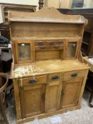 Stripped pine rustic glazed dresser with 3 drawers and 3 doors to the base (interesting piece in