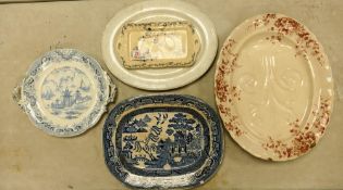 A Collection of Five Earthenware Serving Platters and Trays to include examples by Masons, George