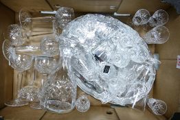 A Good Quality Collection of Various Wine and Spirit Glasses with Matching Decanter, presented to