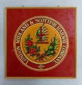 London Midland & Scottish Railway Company, Oil Painted Framed Sign. Height: 46.5cm Width: 46.5cm