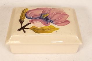 Moorcroft Magnolia on Cream Ground Lidded box, length 12cm